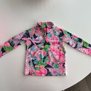 Lilly Pulitzer Girls Quarter Zip XS (2-3) Honda Classic Golf Print RARE
